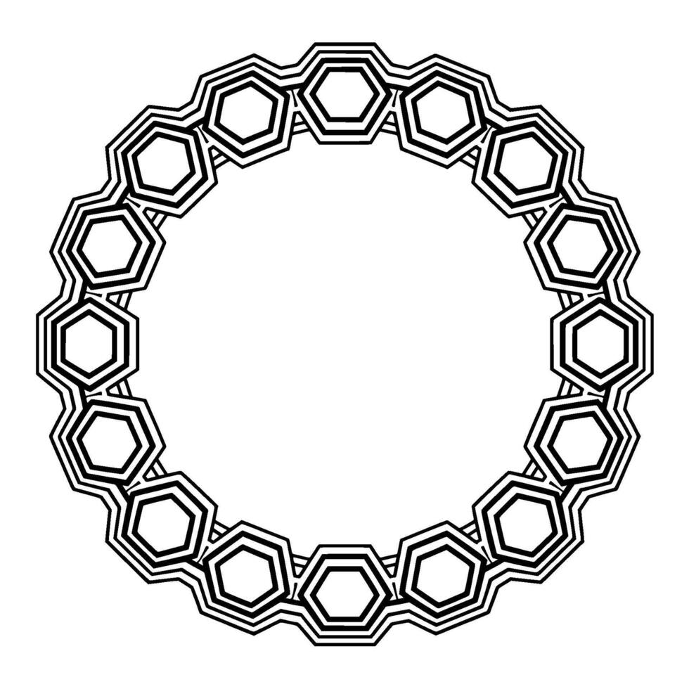 Geometric Hexagon Chain Frame on White Modern Minimalist vector