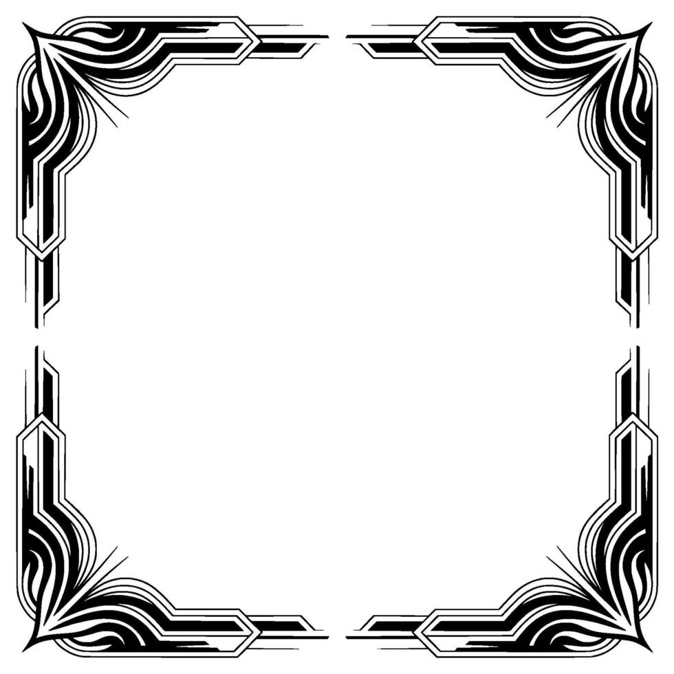 Art Deco Frame Corner , Elegant Black and White Border Element vector