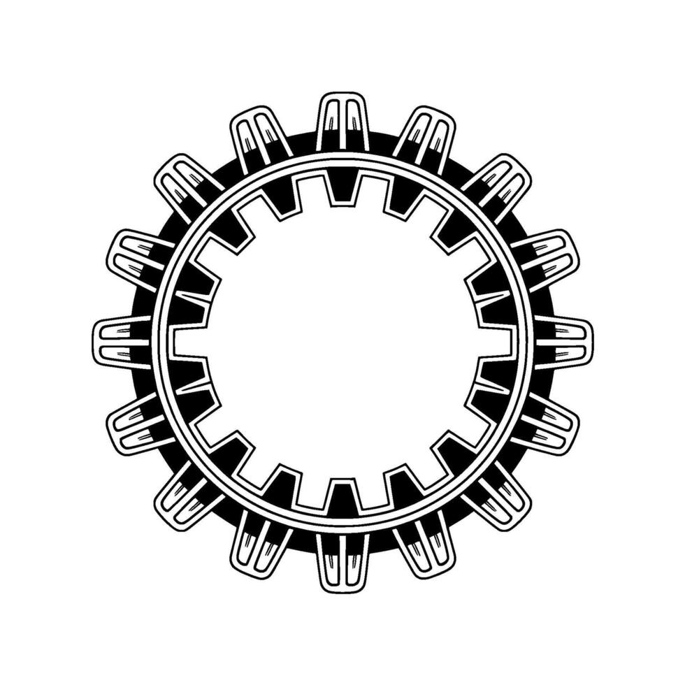 Gear Wheel in Black and White, Industrial , Illustration vector