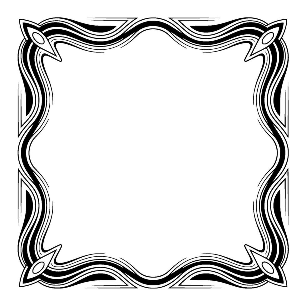Art Deco Frame Elegant Black White Border With Repeating Wave Pattern vector