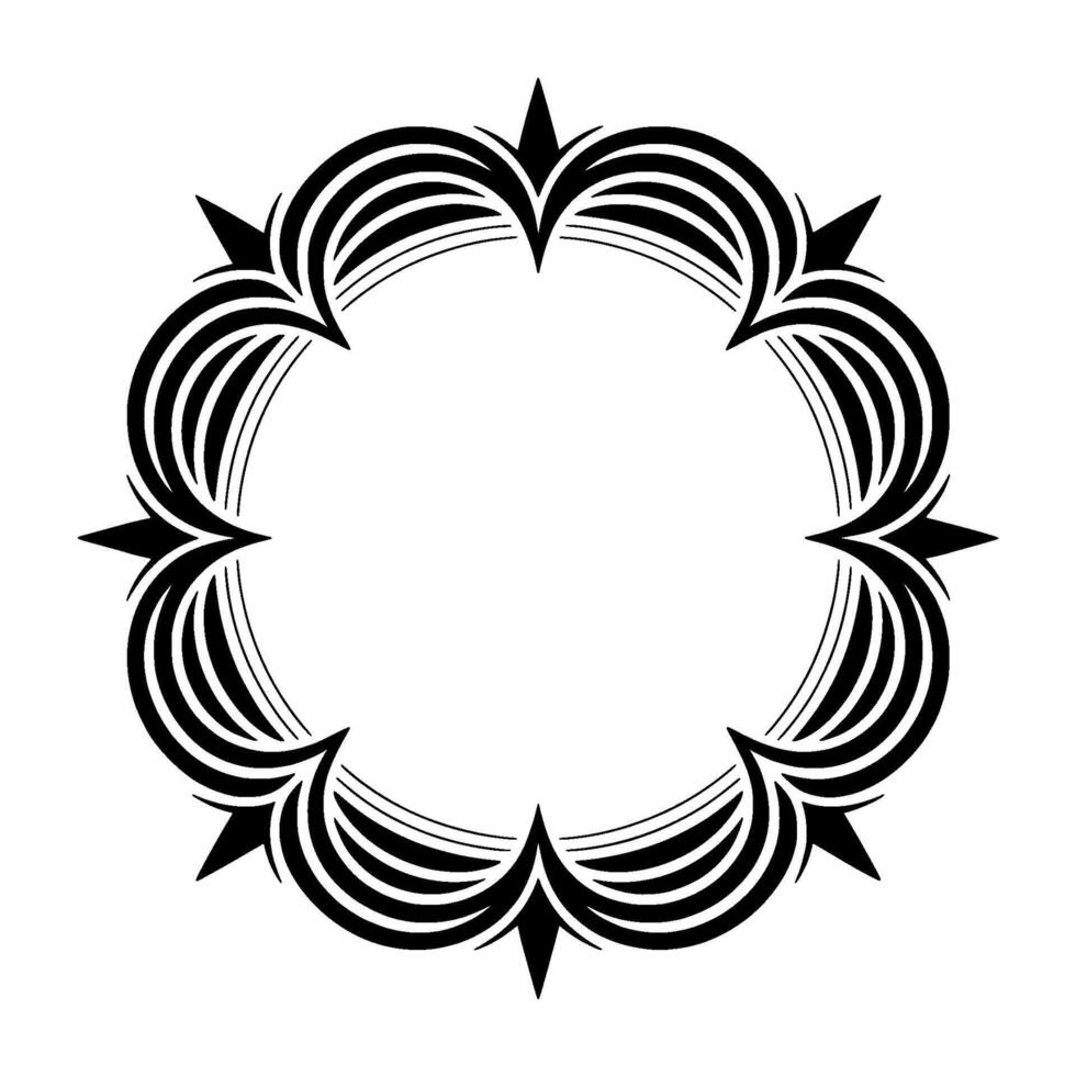 Elegant Black White Circular Decorative Frame, vector