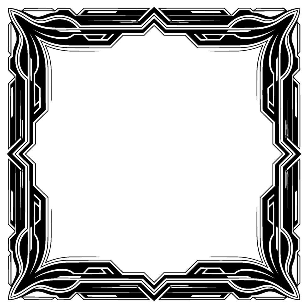 Art Deco Square Frame With Geometric and Floral Elements vector