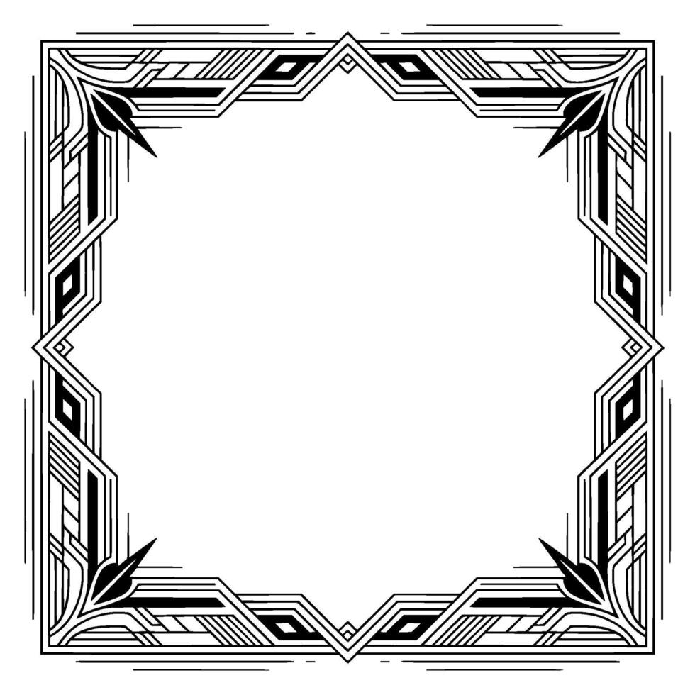 Art Deco Frame Elegant Geometric Border, Monochromatic vector