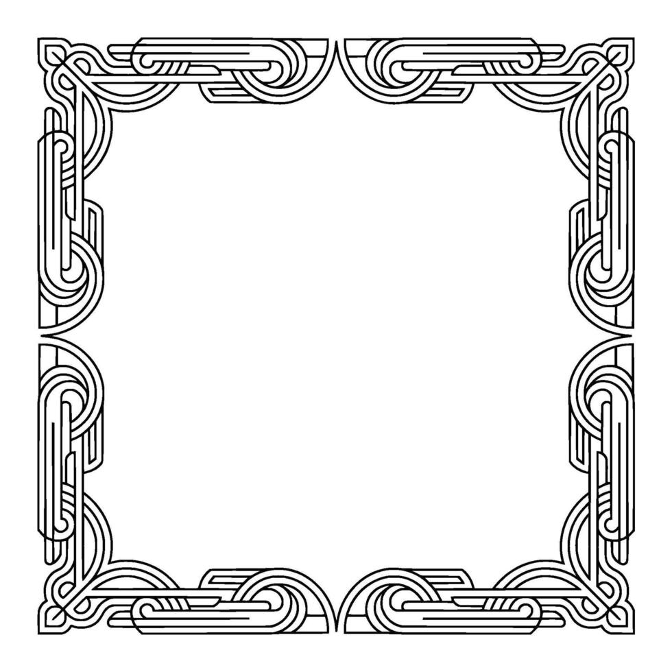 Deco Frame , Black Lines on White, Elegant, Minimalist Border vector