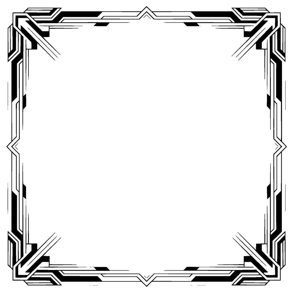 Art Deco Frame Geometric Border With Black and White vector