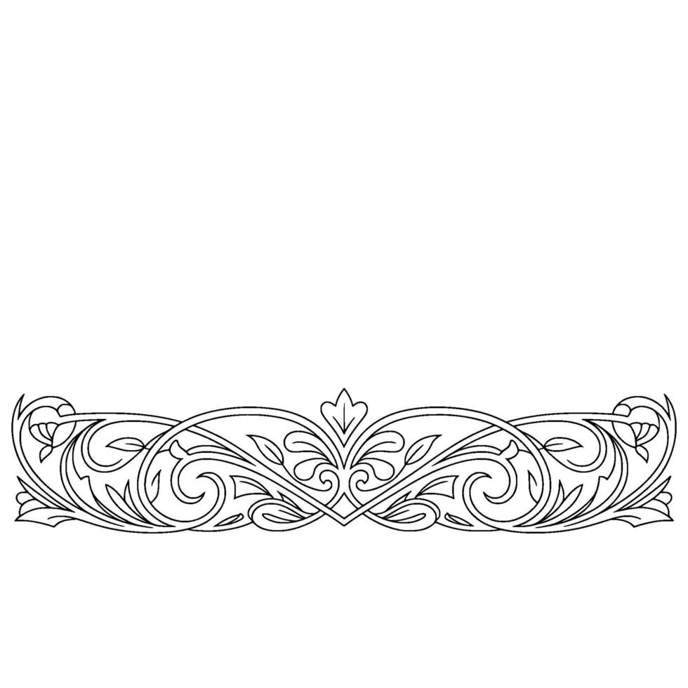 Elegant Floral Swirl Border Black and White vector
