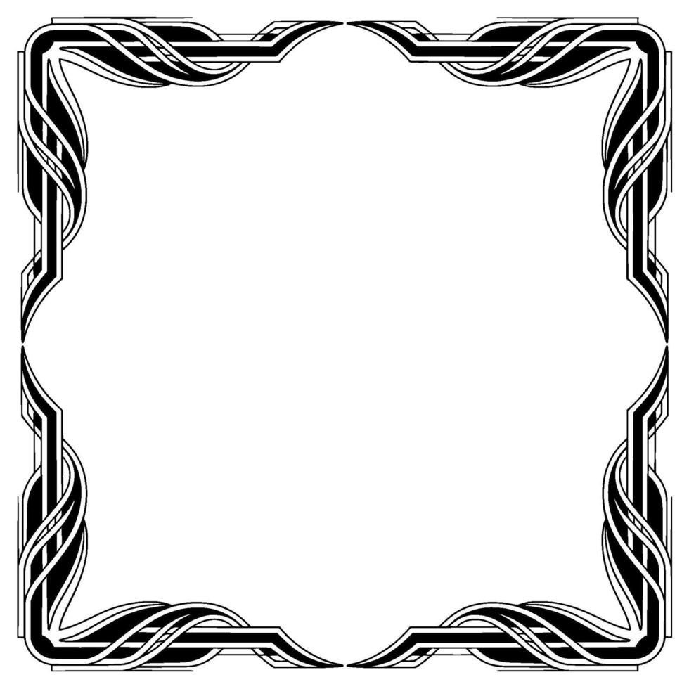 Art Deco Frame Border, Black and White Ornamental , Invitation Template vector