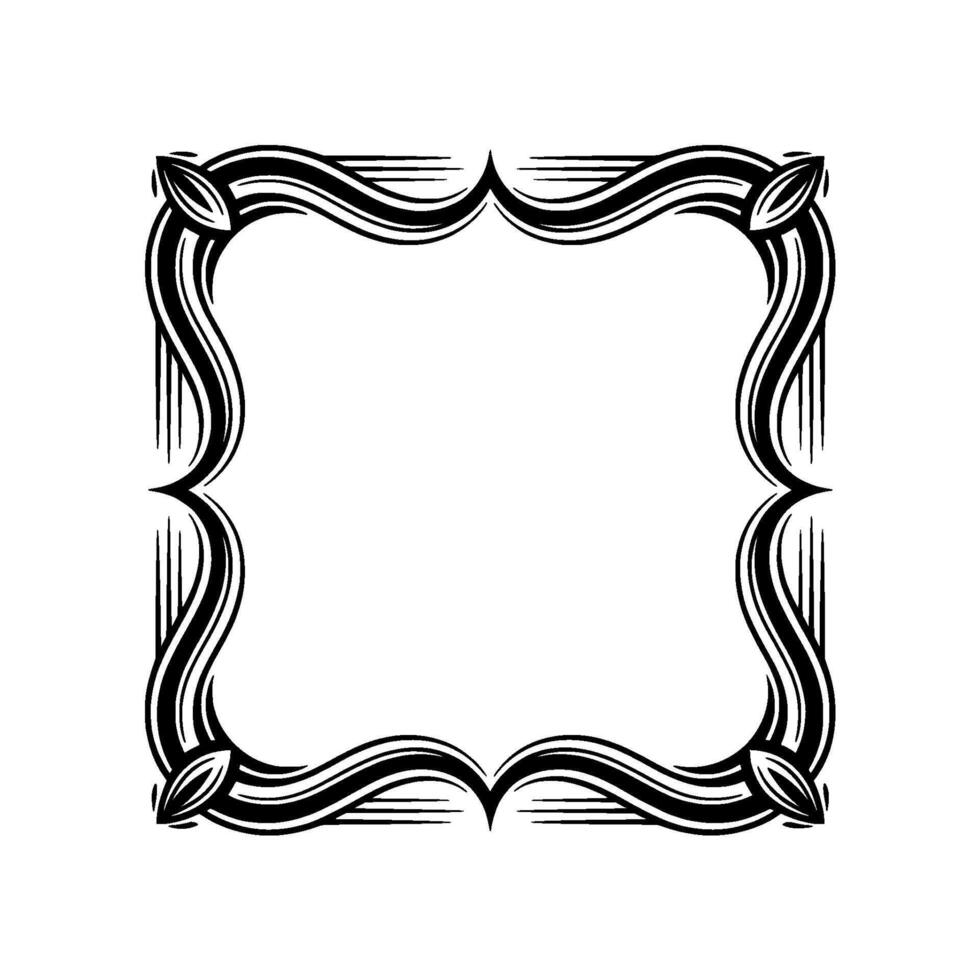 Elegant Decorative Frame, Black and White Illustration vector