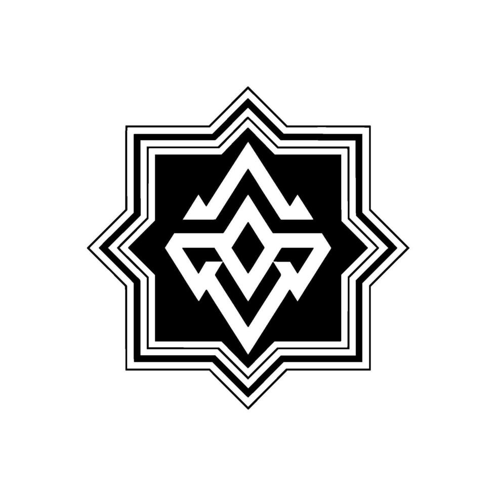 Geometric Starburst , Abstract Black White vector