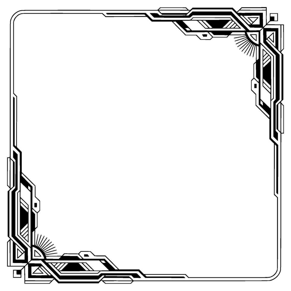 Art Deco Border, Geometric Black and White Frame for Elements vector