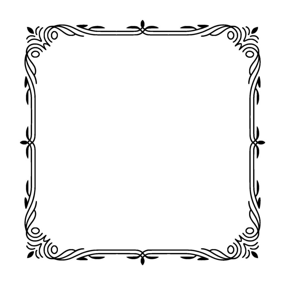 Elegant Black Floral Frame on Cream Background vector