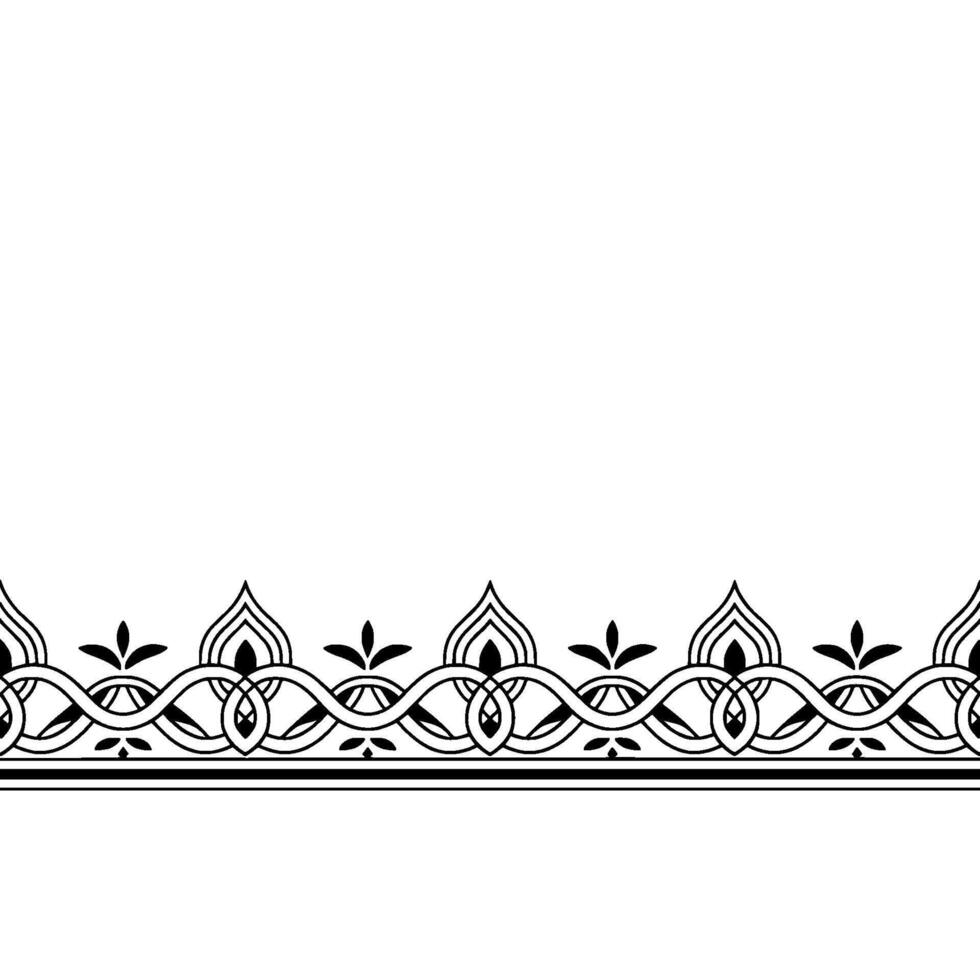 Elegant Floral Border Ornament in Monochrome, Minimalist vector