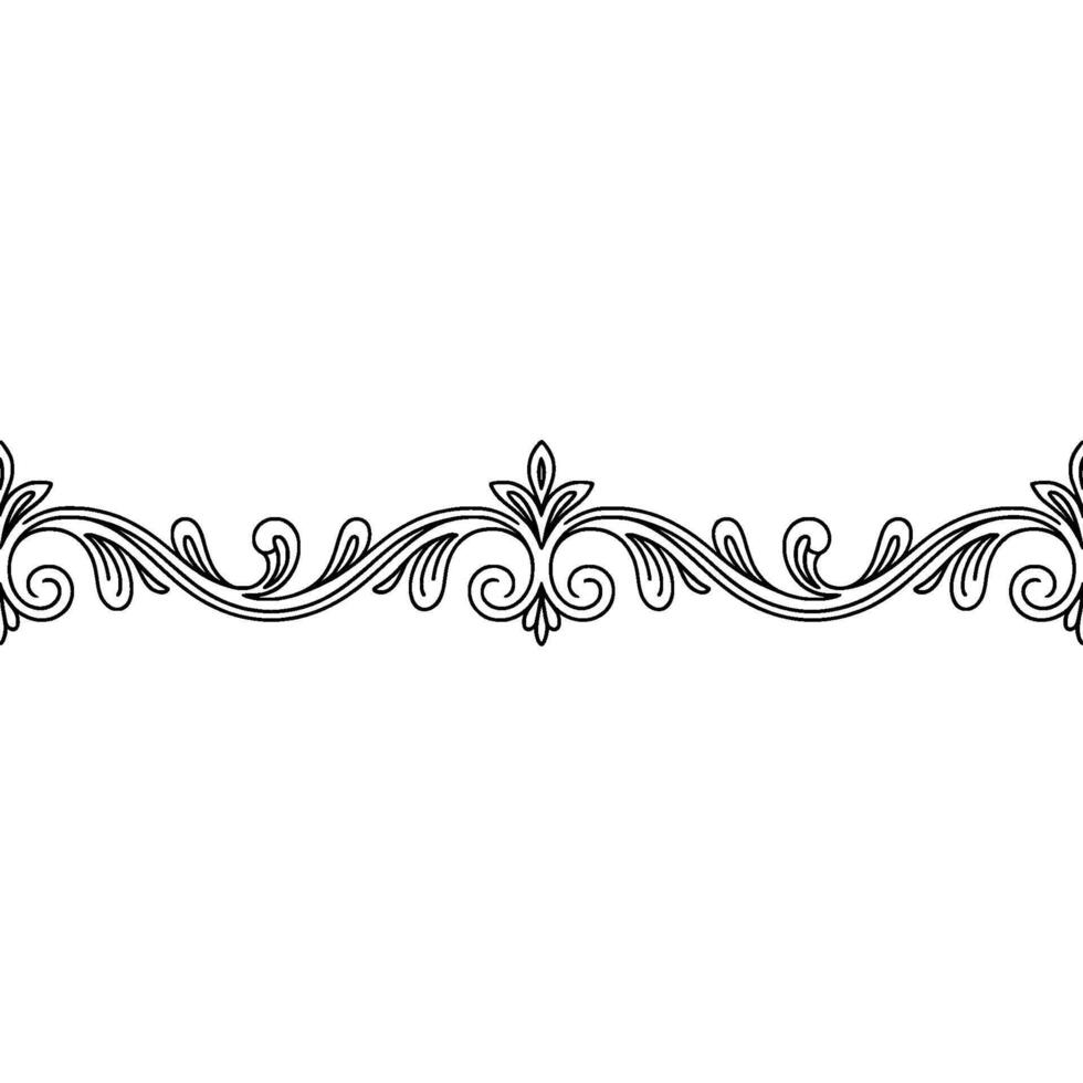 Elegant Floral Border With Black Outline, Gray and Lilac Accents vector