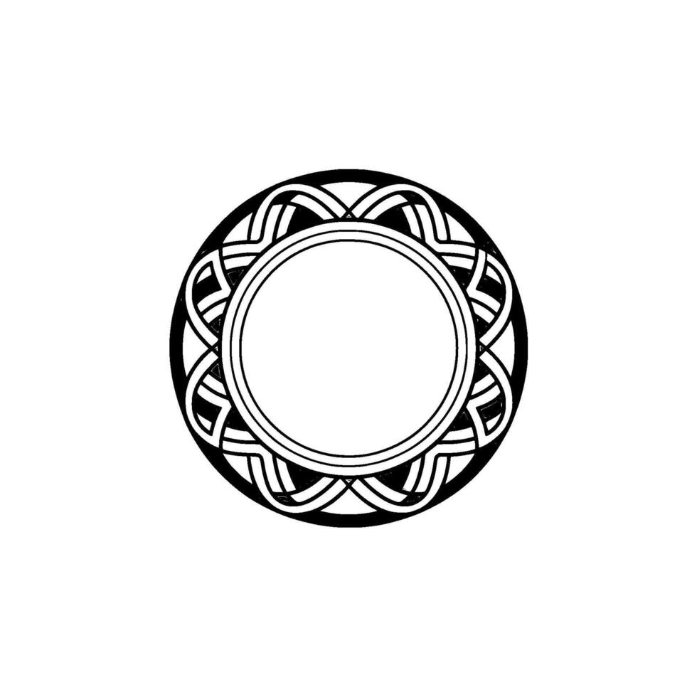 Circular Celtic Knot Frame on White Background Minimalist vector