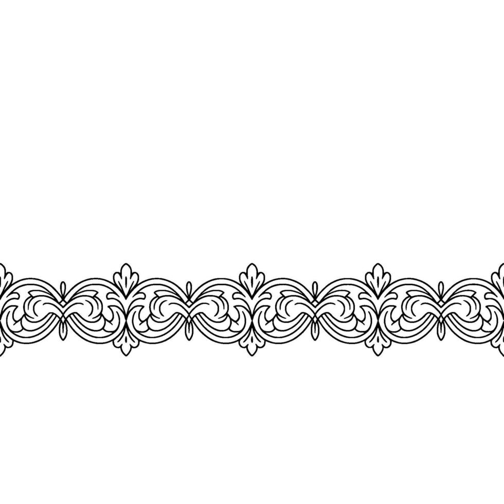 Elegant Floral Border, Line Art, Ornamental Element vector