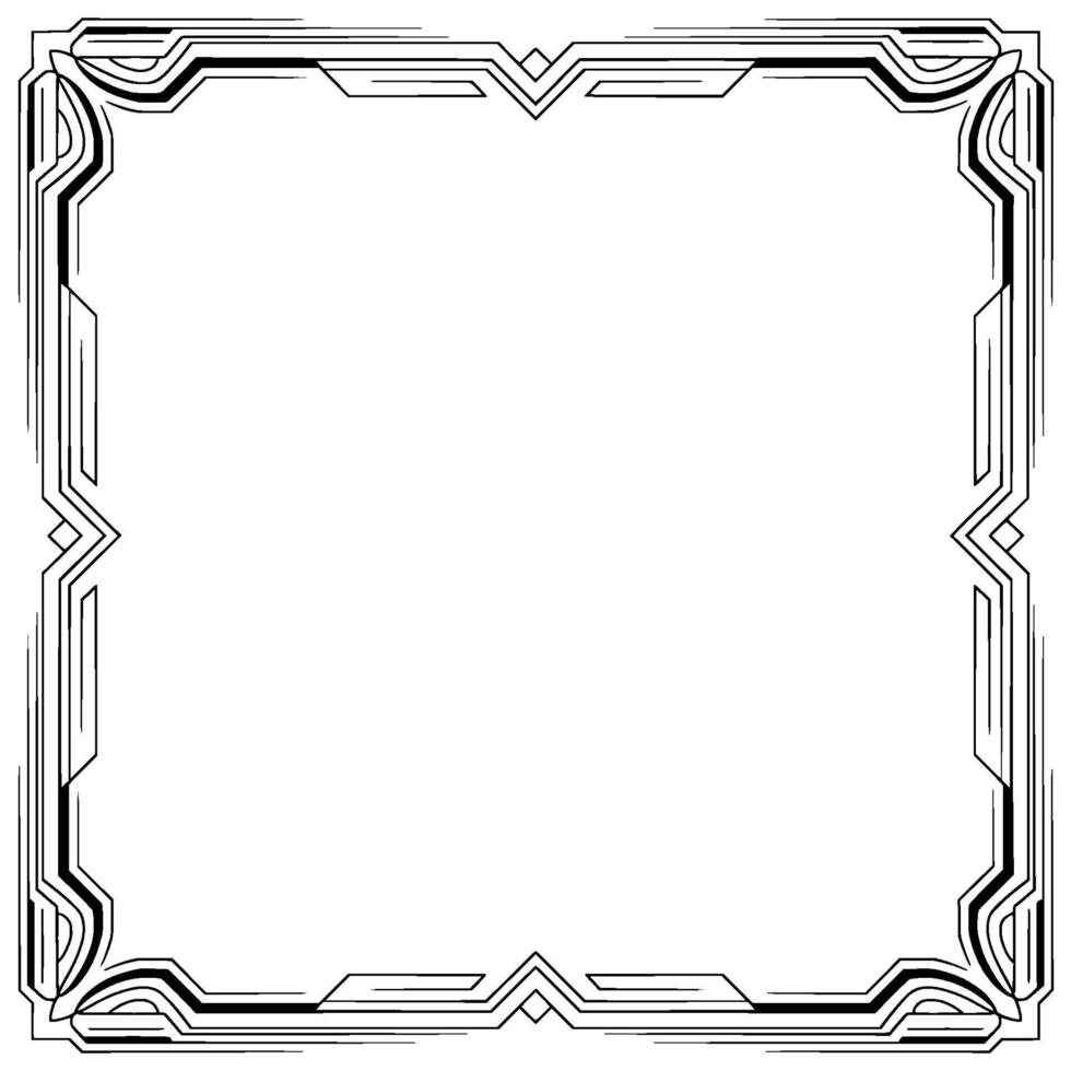 Art Deco Frame Geometric Border, Black White Ornament vector