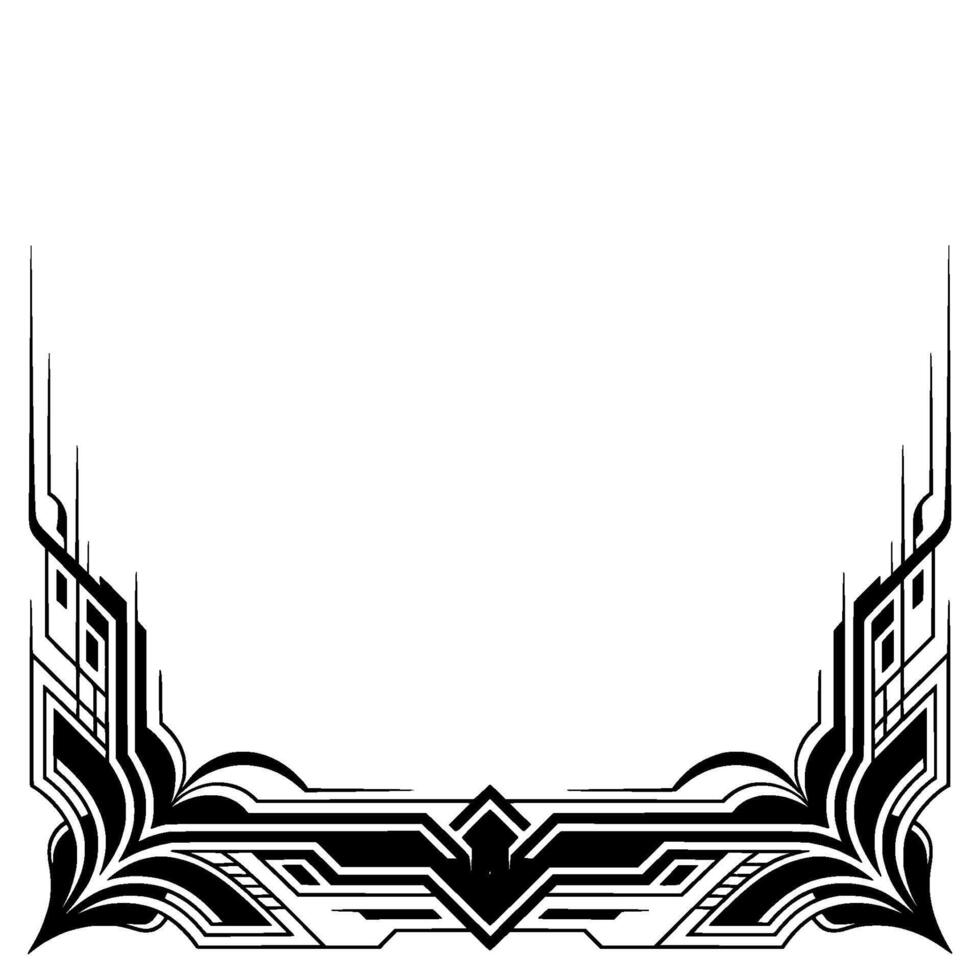 Art Deco Border Frame Black Geometric on White Background vector
