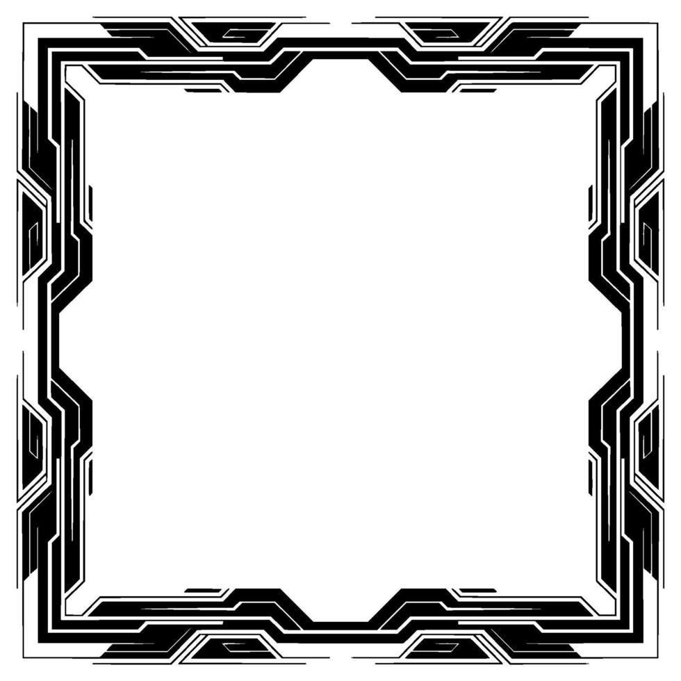 Futuristic Tech Frame Black White Border for Elements vector