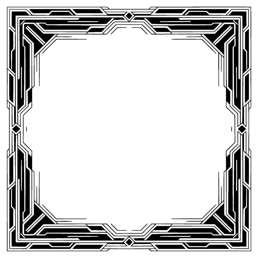Art Deco Geometric Border Frame, Black and White vector