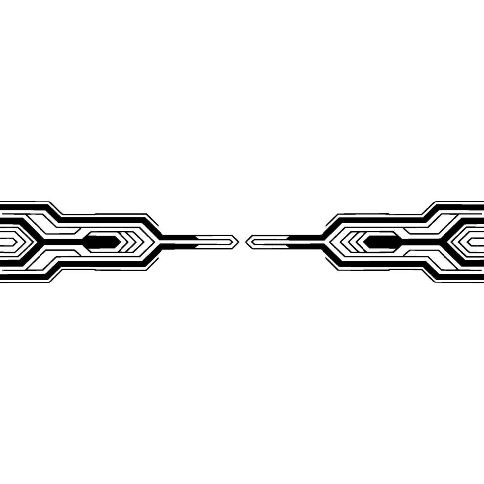 Tech Abstract Two Circuit Paths Facing Each Other Minimalist vector
