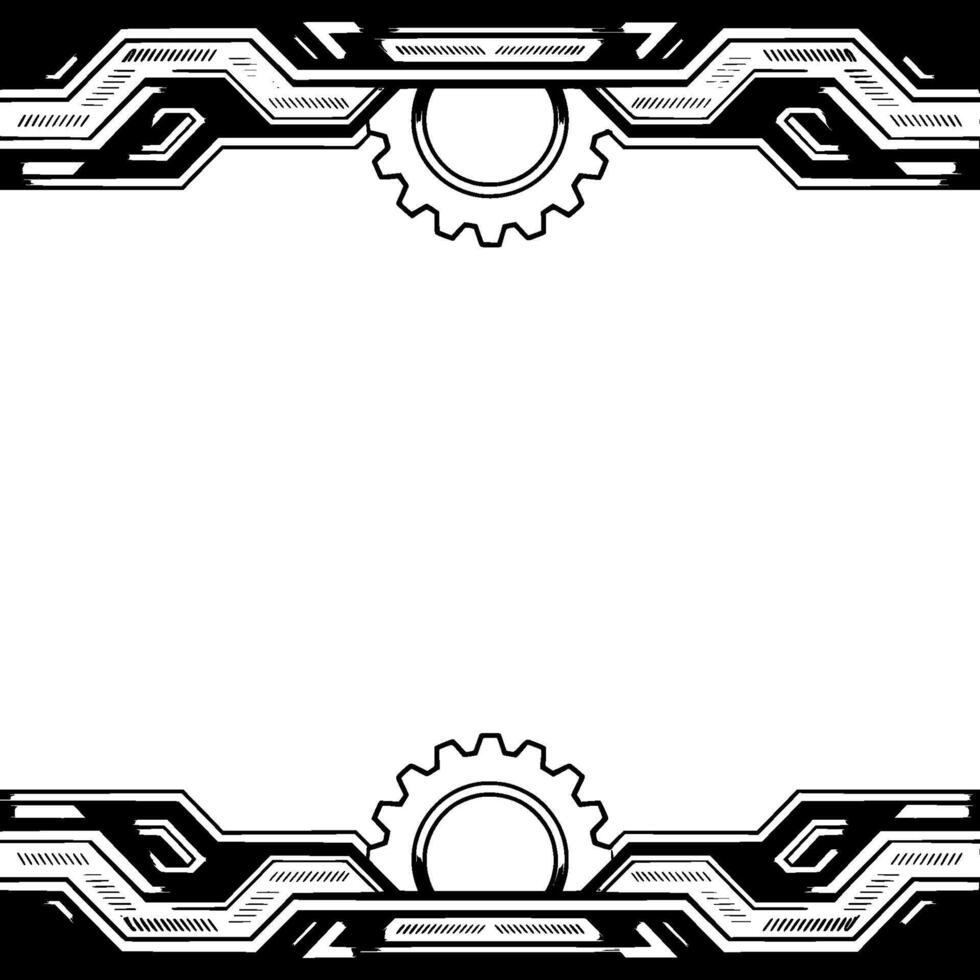 Futuristic Frame With Gears, Tech Background, Copy Space vector