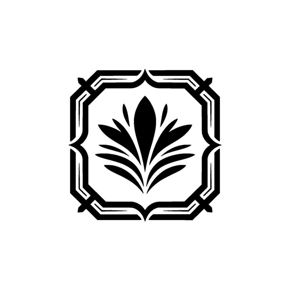 Geometric Floral in a Decorative Frame vector