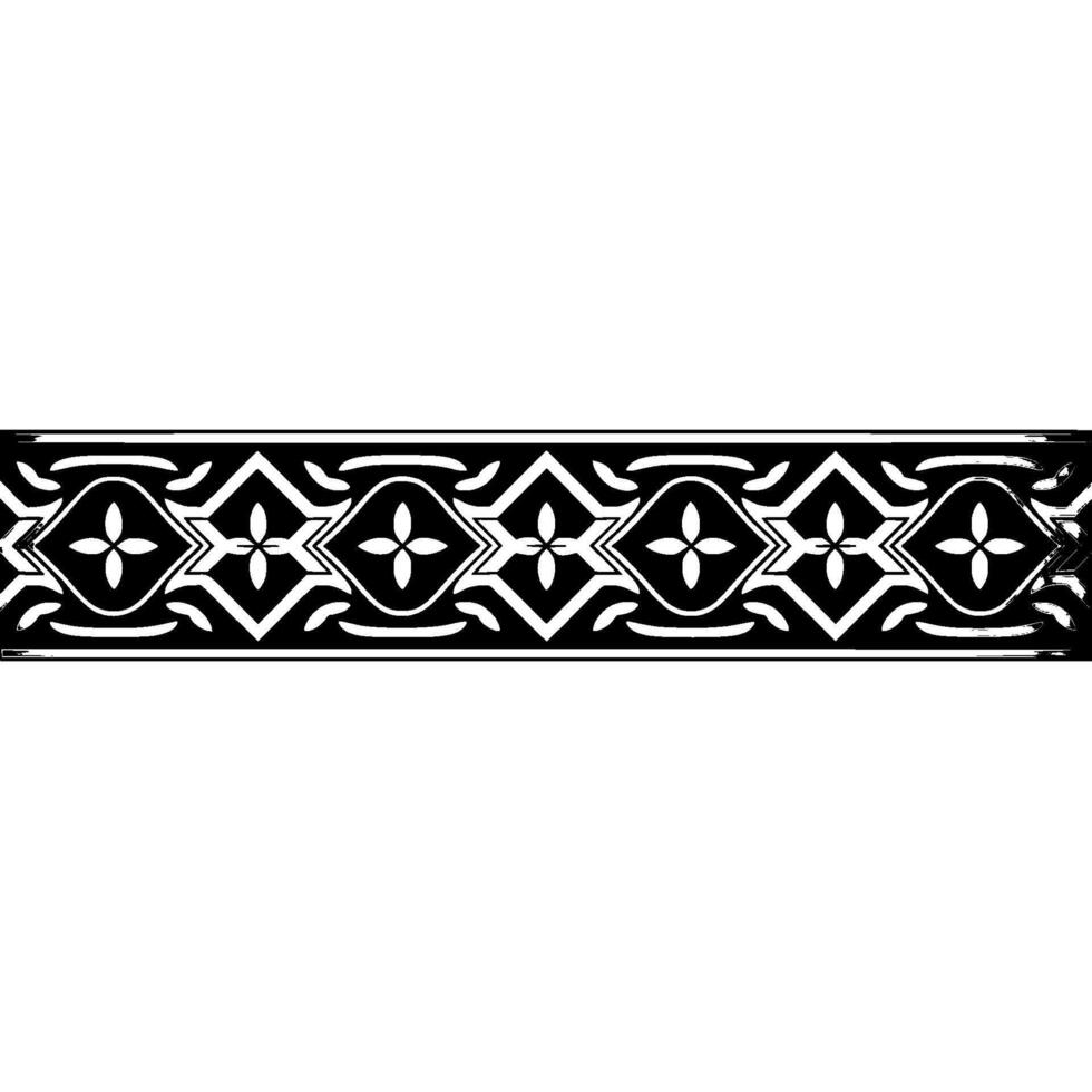 Silver Geometric Ornament on Black Border, Decorative vector