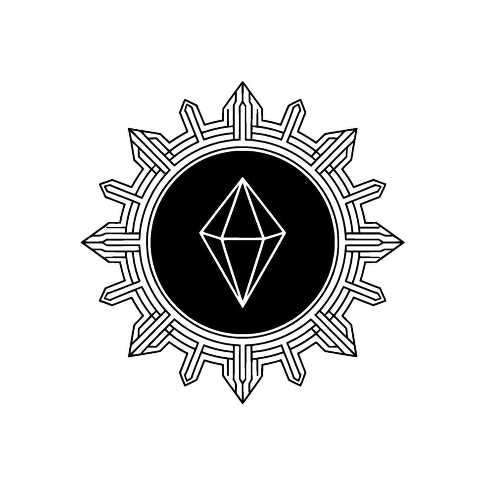 Geometric Diamond in Ornamental Circle Minimalist vector