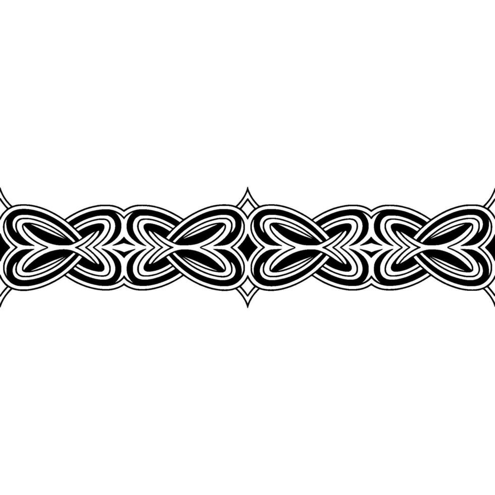 Intricate Celtic Knot Border in Black White, Geometric Element vector