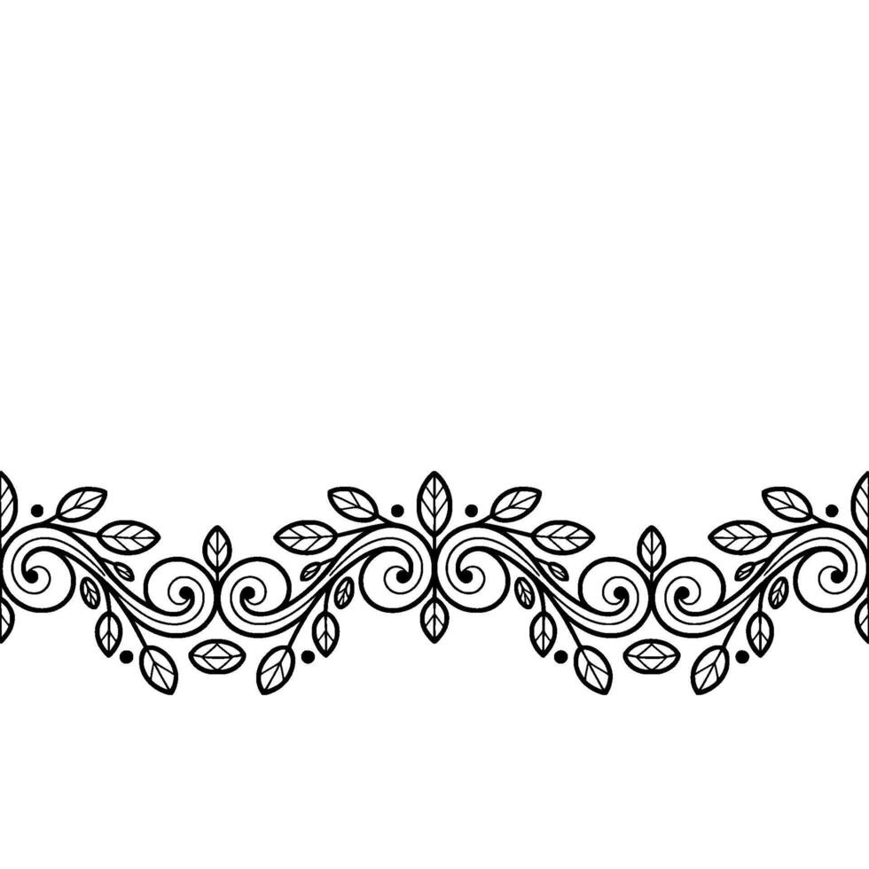 Elegant Black Leaf Border on Neutral Background for vector
