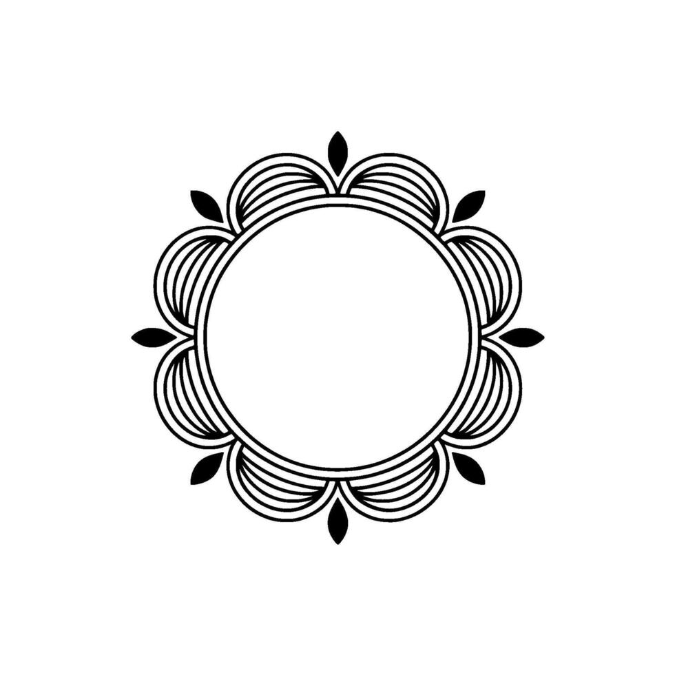 Minimalist Circular Decorative Frame, Black White vector