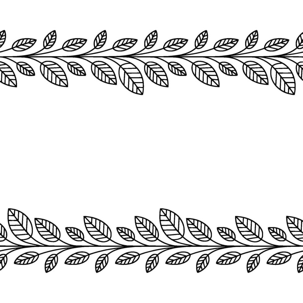 Simple Leaf Border , Minimalist Black and White, Nature Elements vector