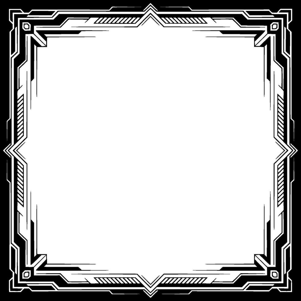 Art Deco Geometric Frame in Black and White, Digital Element vector
