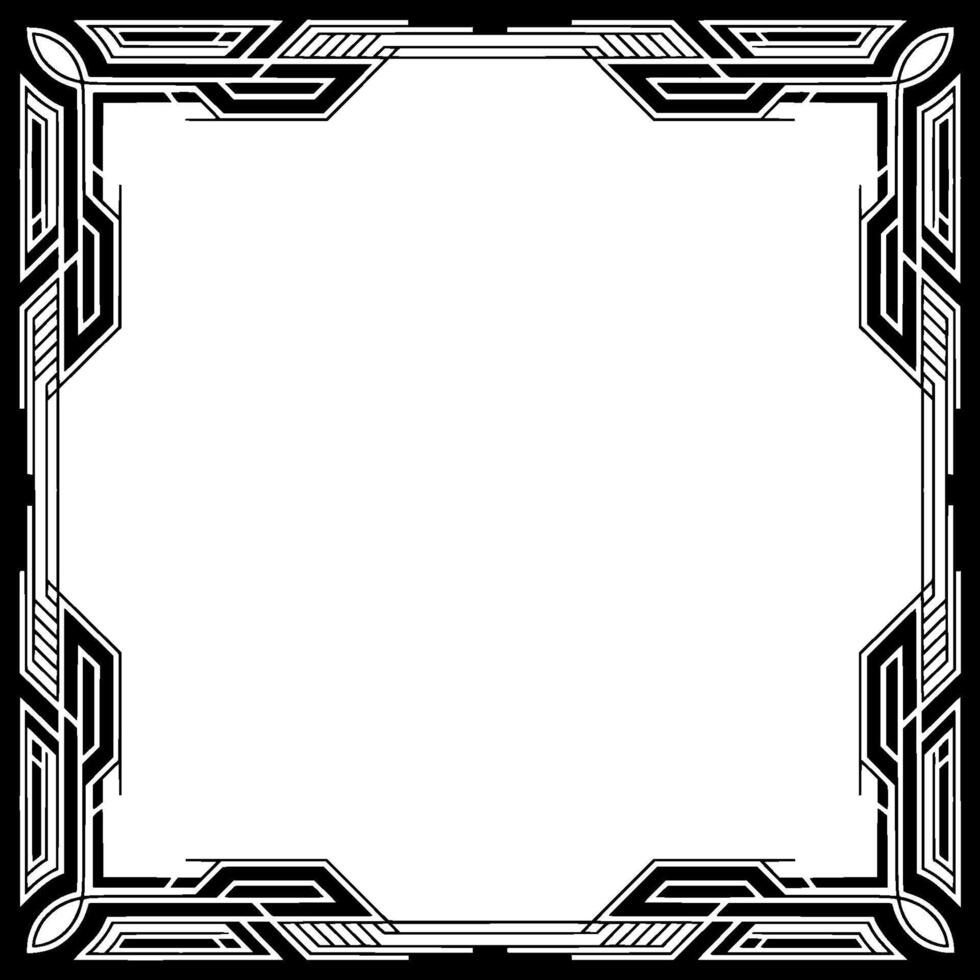 Art Deco Frame With Geometric Black White Border for Invitations vector