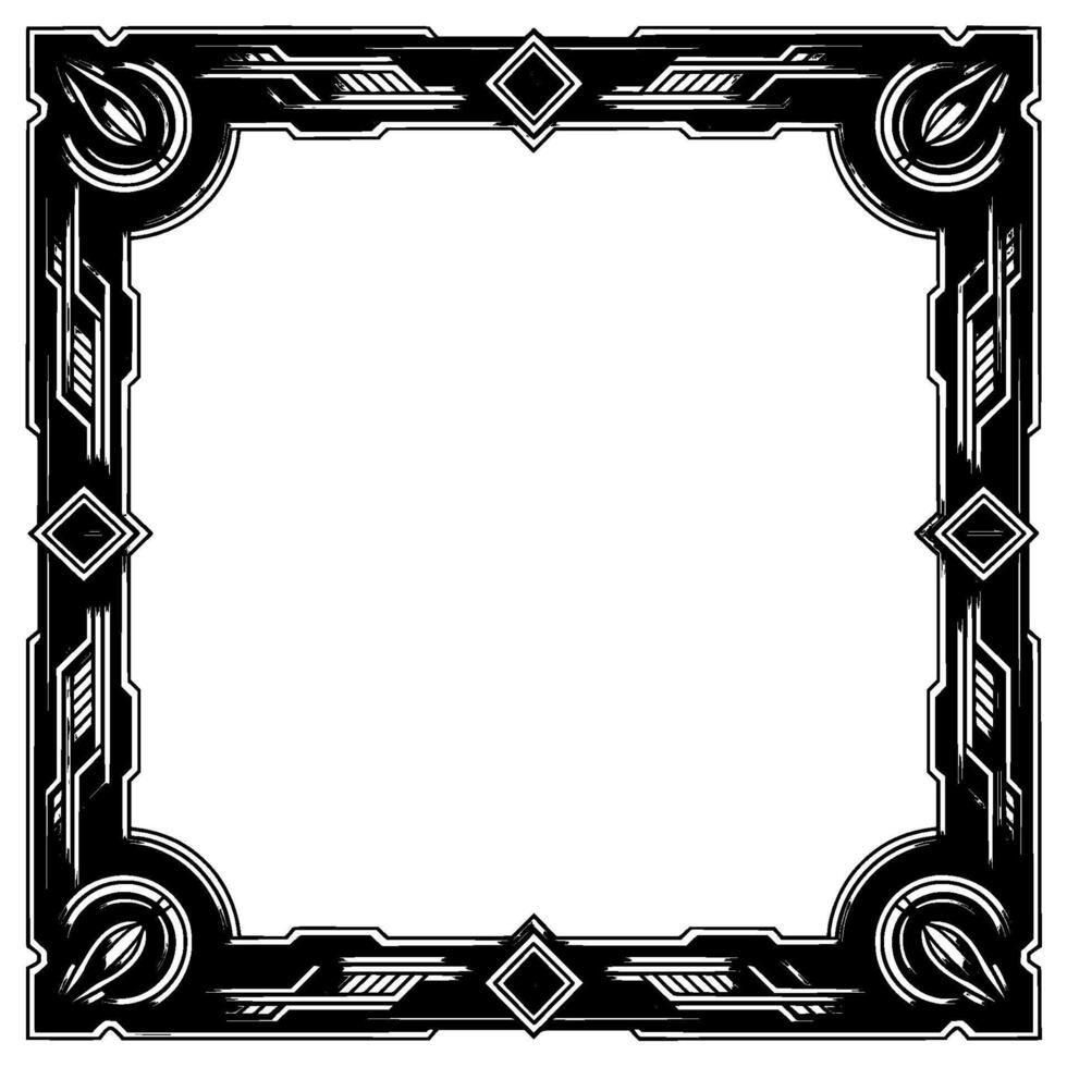 Art Deco Frame Elegant Silver and Black Border, Empty Space vector