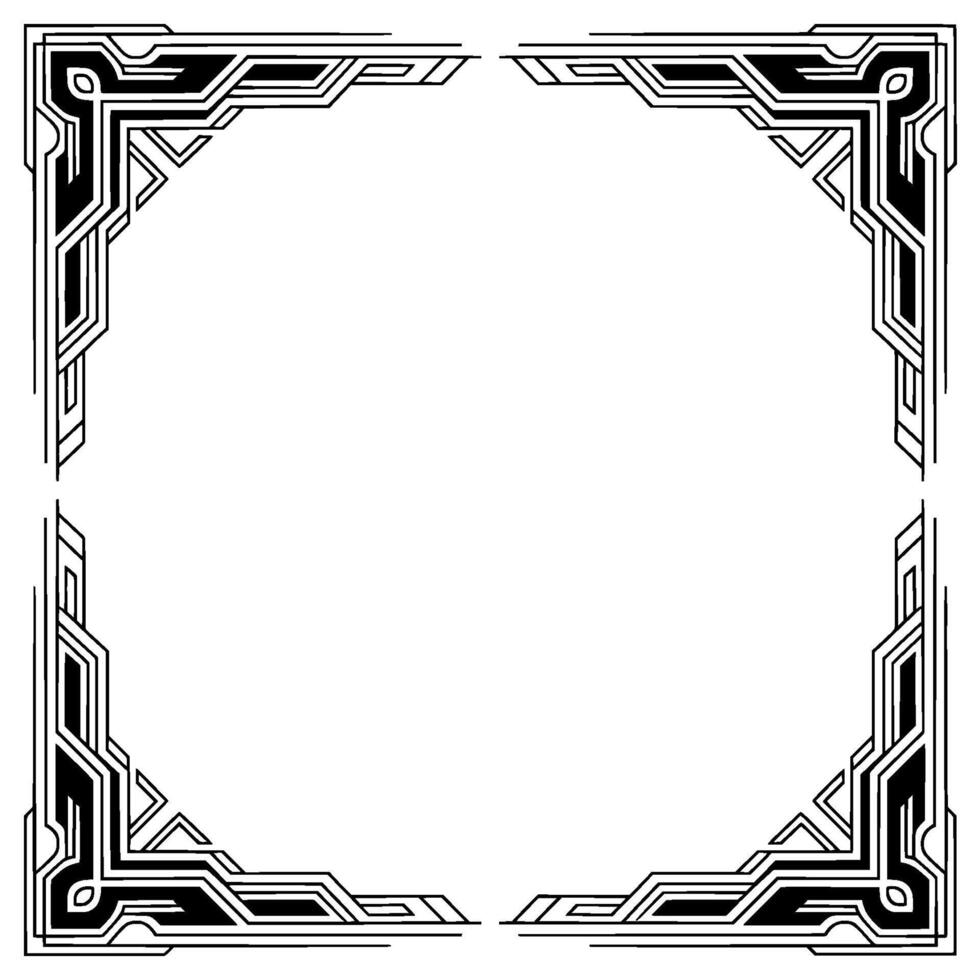 Art Deco Corner Frame With Geometric , Silver and Black vector