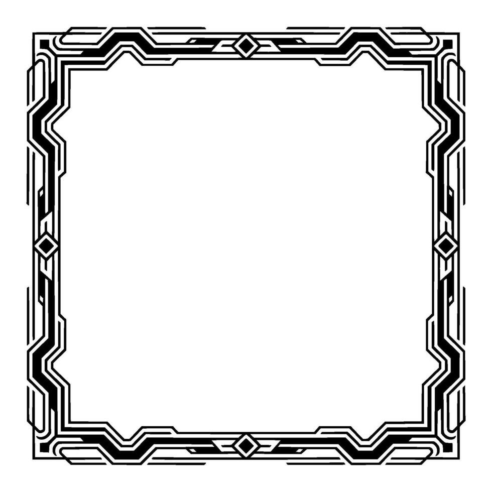 Elegant Art Deco Frame, Black White Geometric , Empty Space vector
