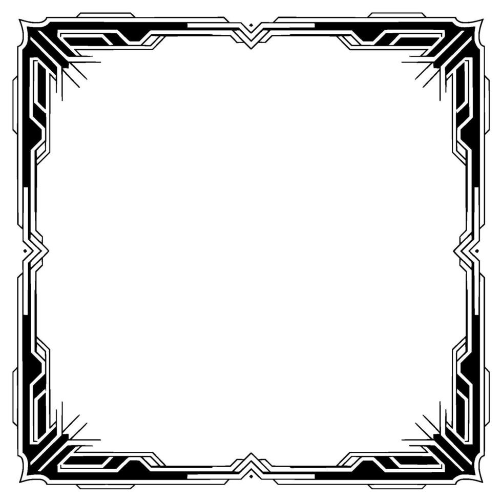 Art Deco Frame, Elegant Geometric Border, Clean Black White vector