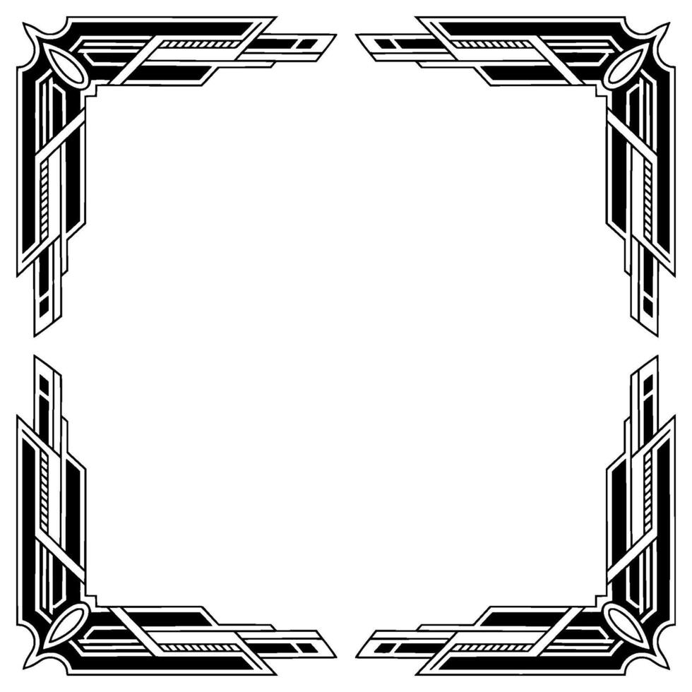 Art Deco Corner Border Frame in Black White vector