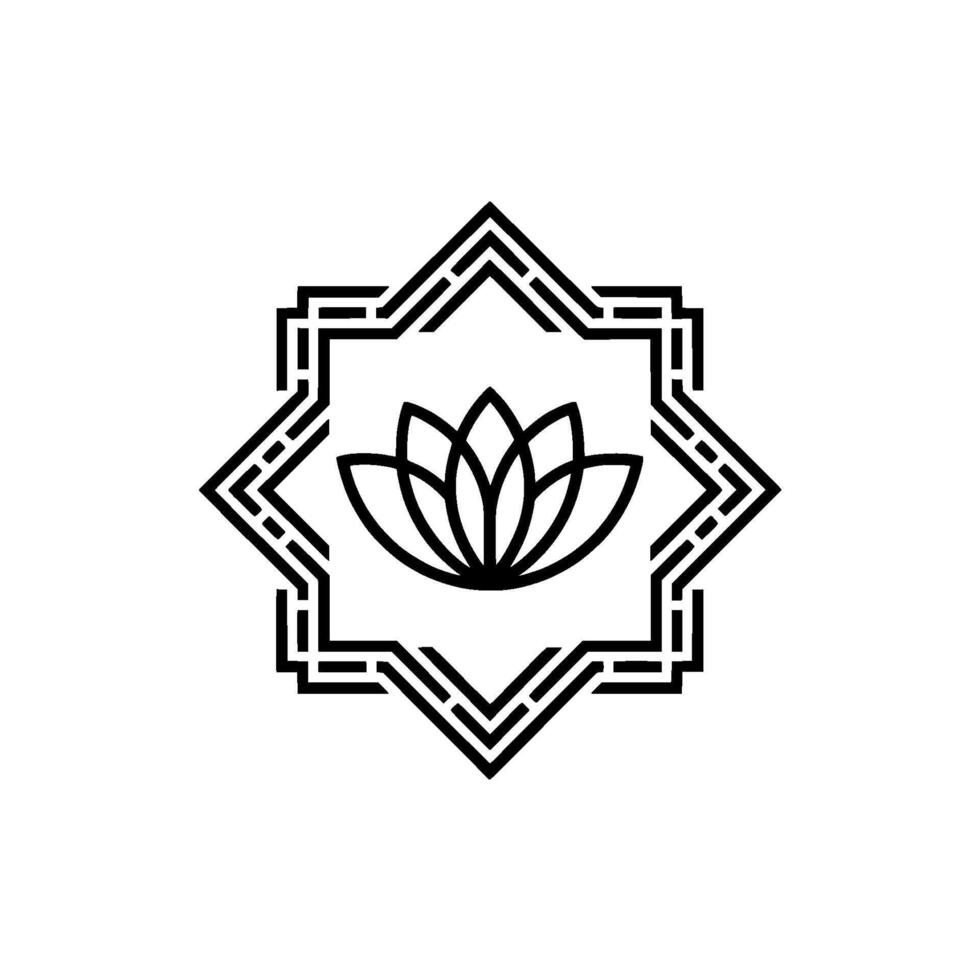 Black and White Geometric Lotus , Minimalist Style vector