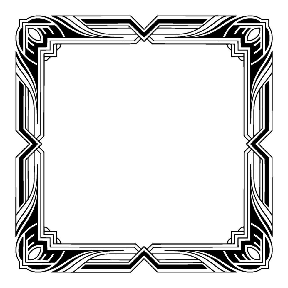 Art Deco Frame Elegant Black and White Border Template vector