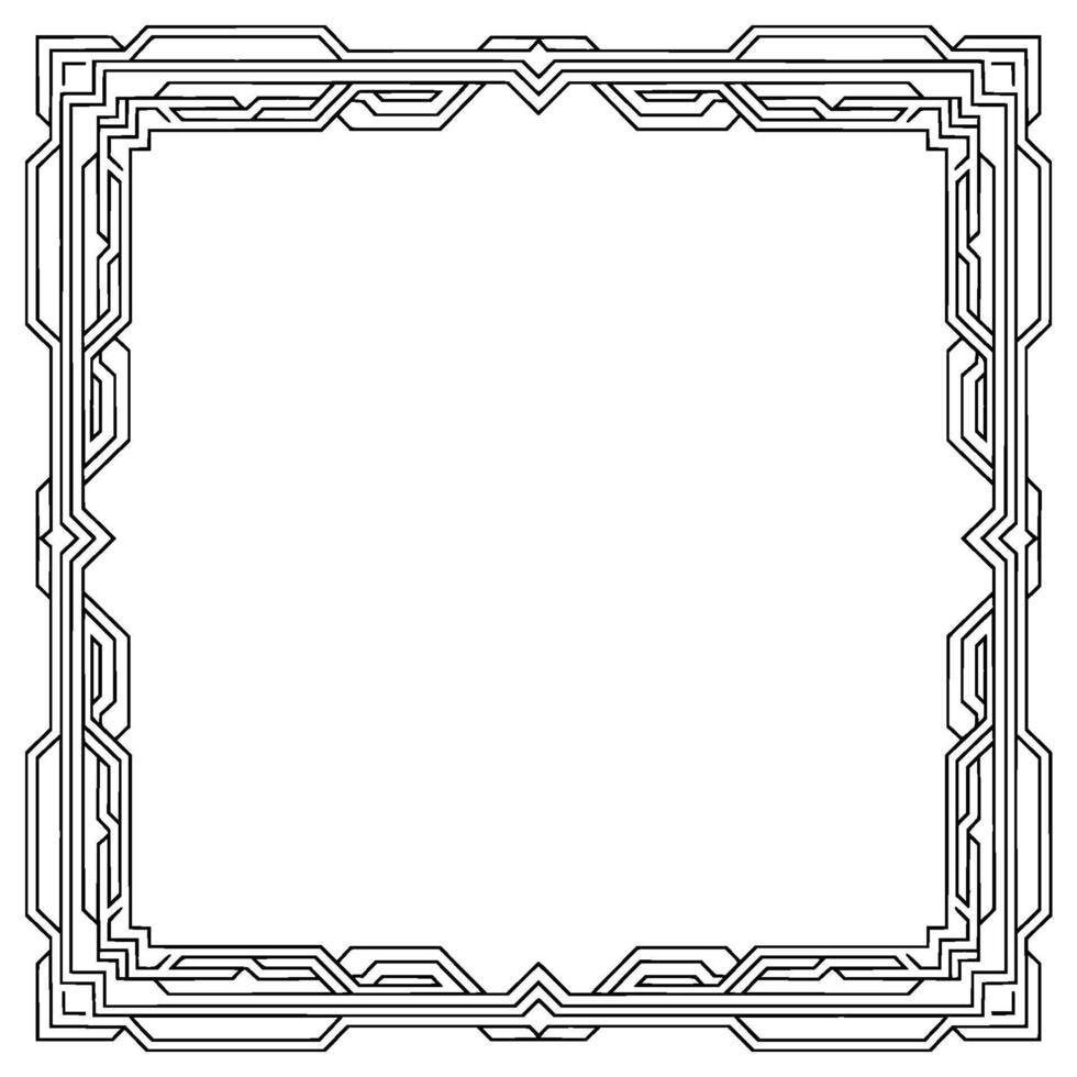 Geometric Deco Frame Monochromatic Border vector