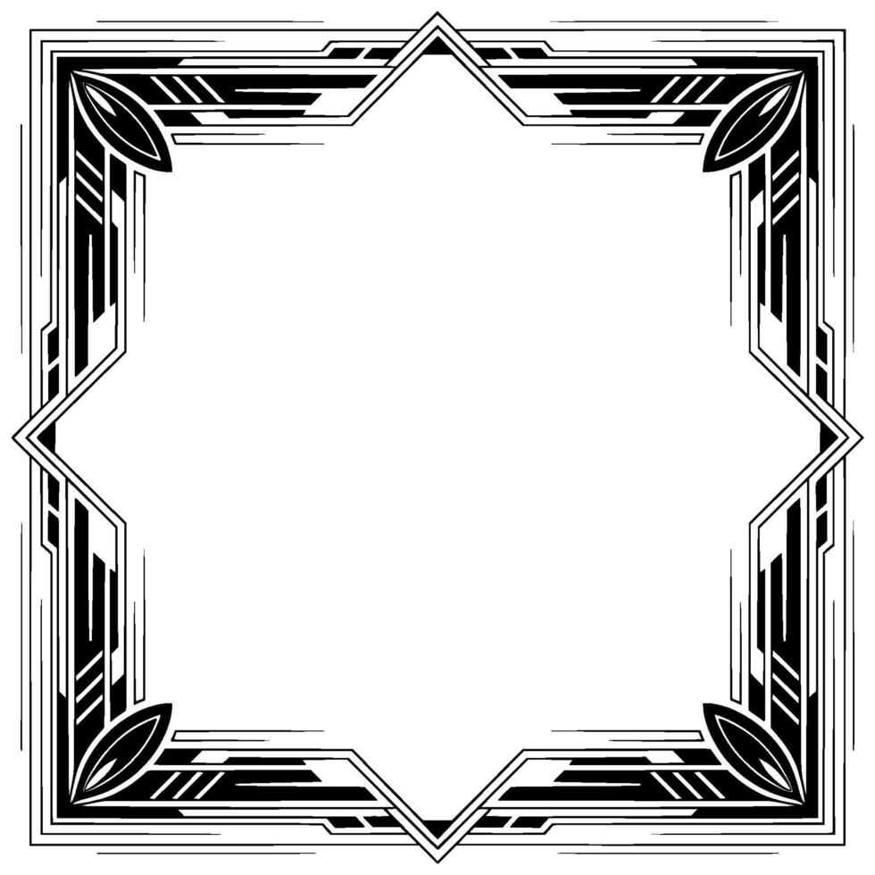 Art Deco Geometric Frame Black and White Border for vector