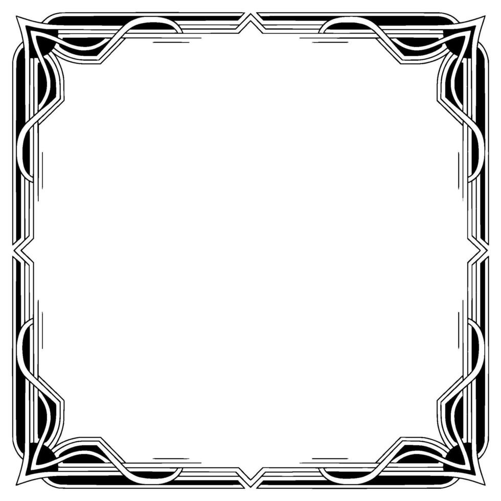 Art Deco Frame Black and White Decorative Border Element vector