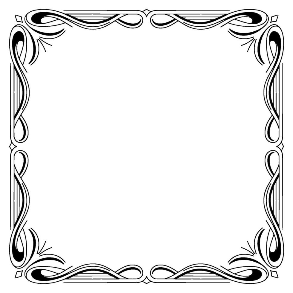 Art Nouveau Frame Elegant Black and White Border for Invitations . vector