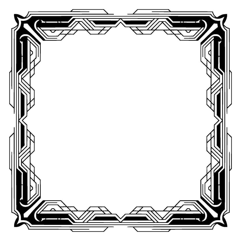 Art Deco Frame, Geometric Ornament, Monochromatic vector