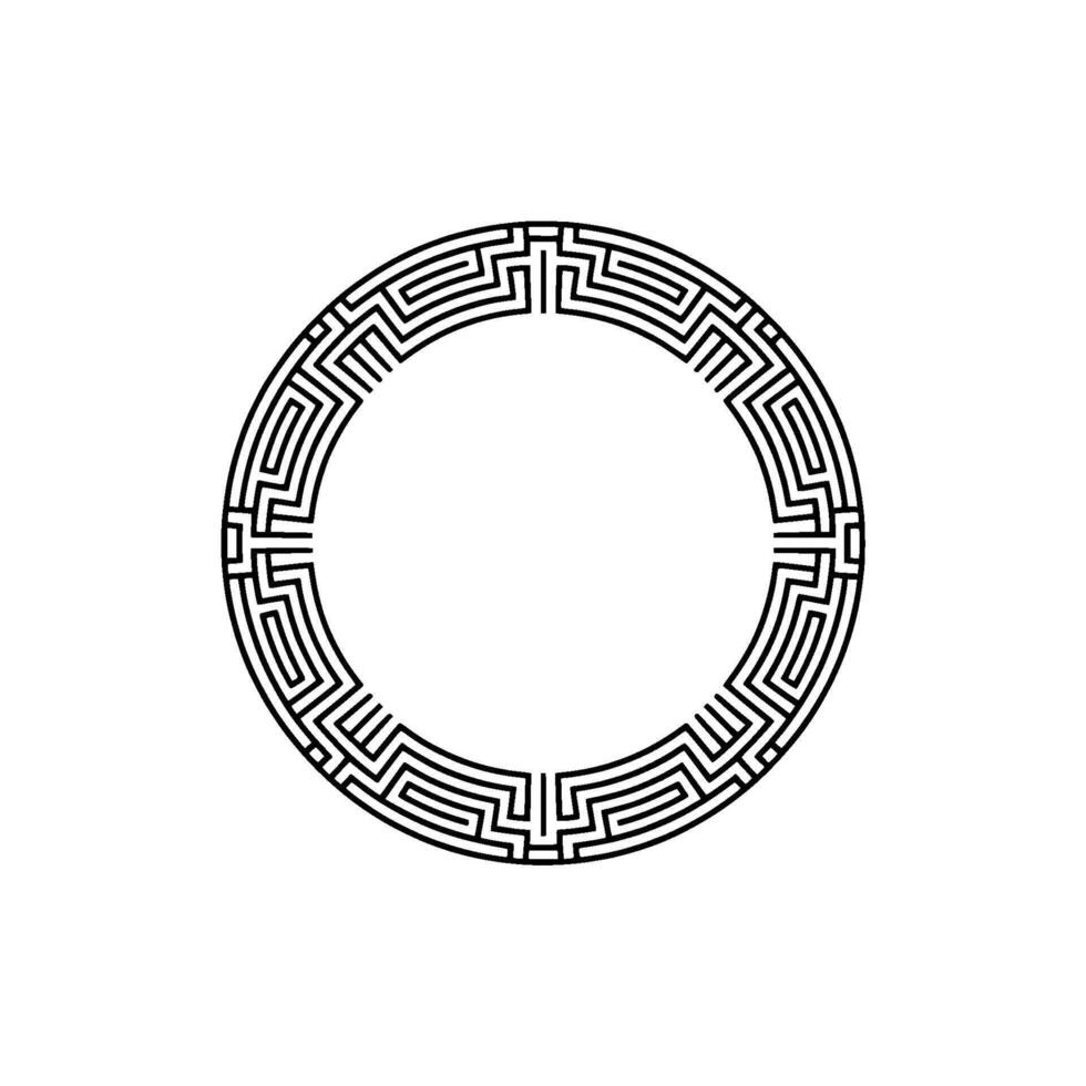 Circular Labyrinth on White Elegant Maze Frame, Minimalist vector