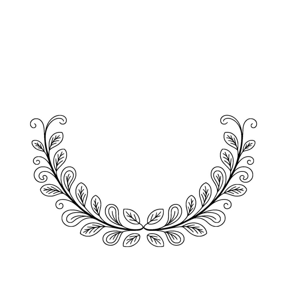 Simple Black White Floral Wreath Element on Neutral Background vector