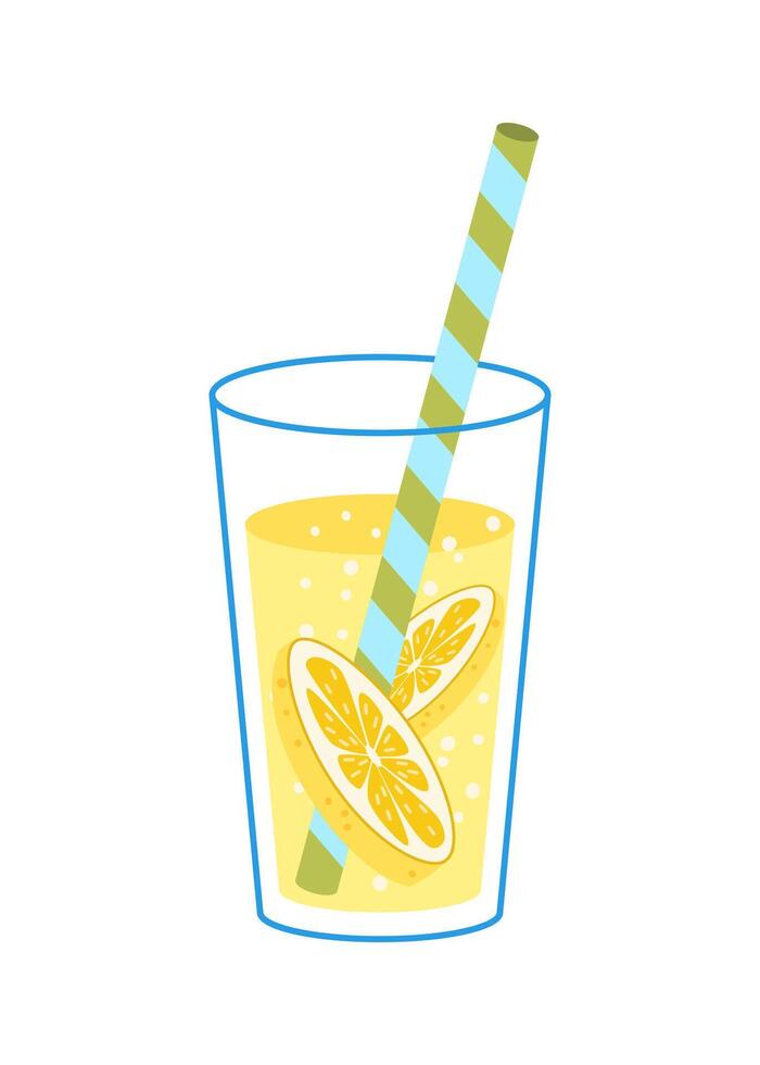 Glass of fresh lemonade. Illustration of summer refreshing drink from lemons. vector