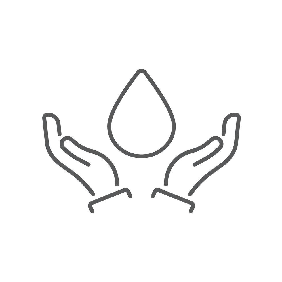Dermatology tested icon in line style with water drop and hands. vector